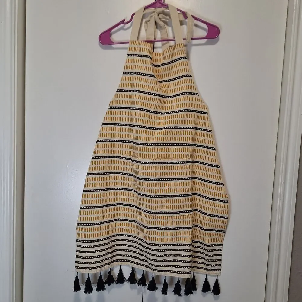 Creative Co-Op Artsy Tassel Cotton Apron